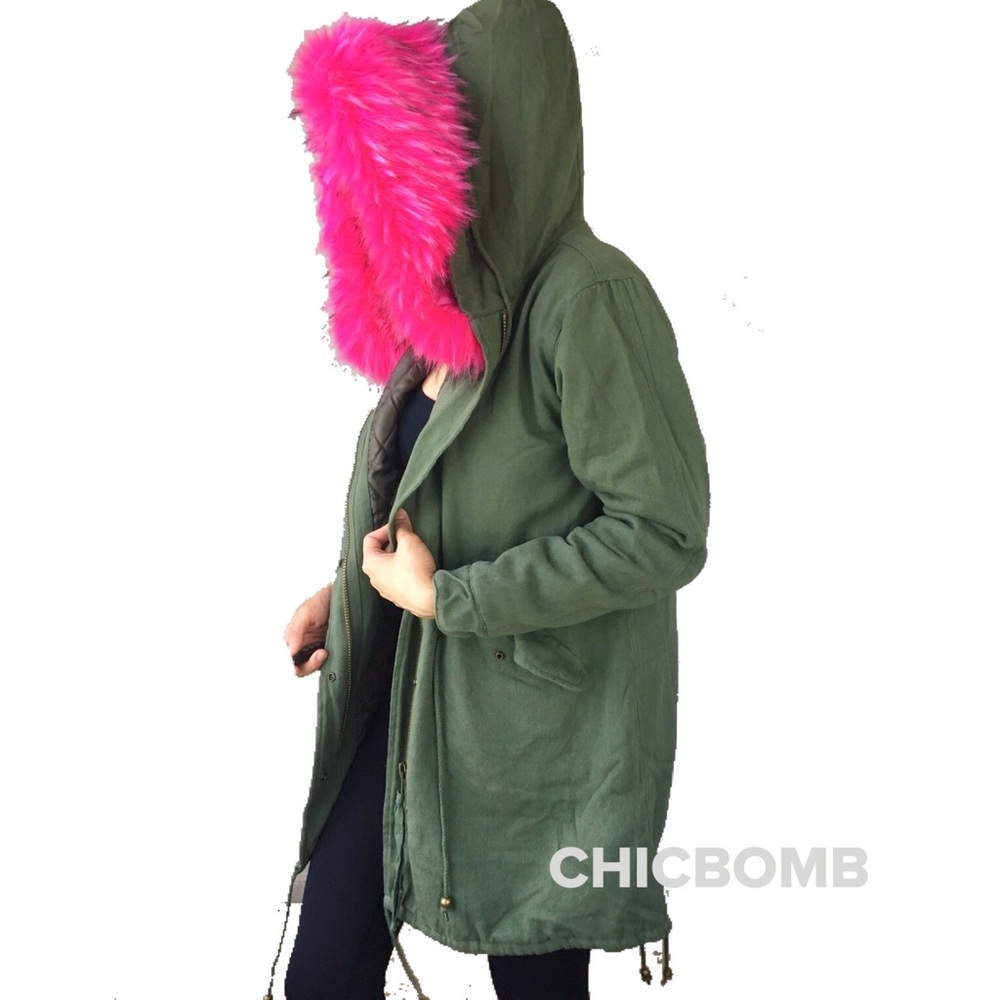 Celebrity Style Faux Fur Parka Jacket - Picture 7 of 8